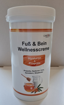 CareMed Fuß und Bein Wellnesscreme Hyaluron & Propolis, 450 ml Nachfülldose
